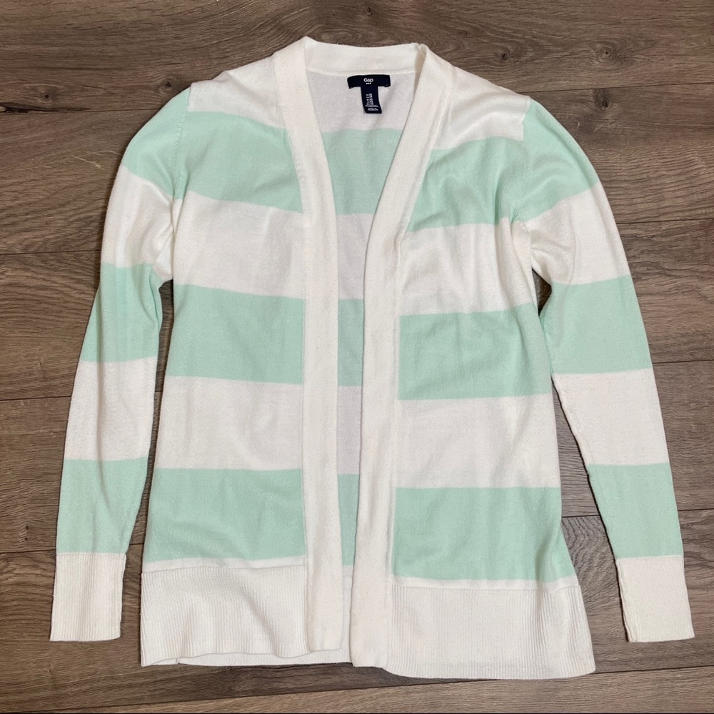 GAP Factory Aqua and White Open Striped Cardigan - size XS
